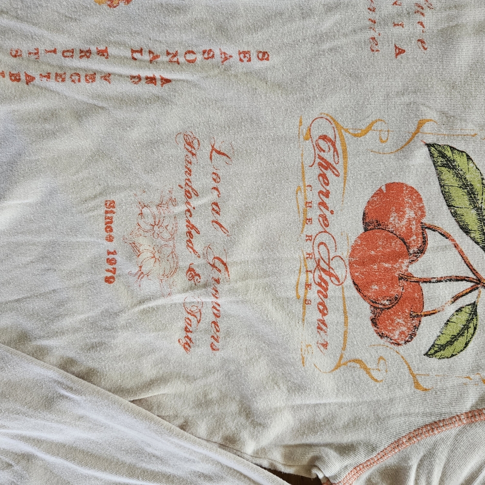 Urban Outfitters Long Sleeve Shirt with Cherry and Floral Print - Picture 2 of 7